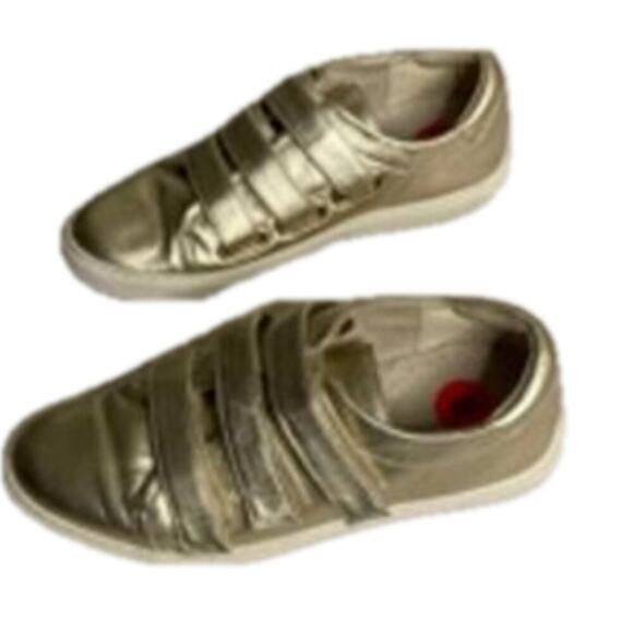 Metallic Gold Leather Velcro Sneakers Kenneth Cole New York Size 6 - Picture 8 of 9